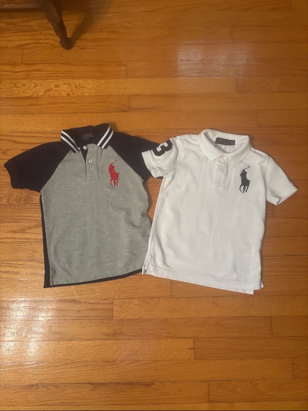 Ralph Lauren Kids Dual Polo Pack - White, Gray & Navy with Red Logo